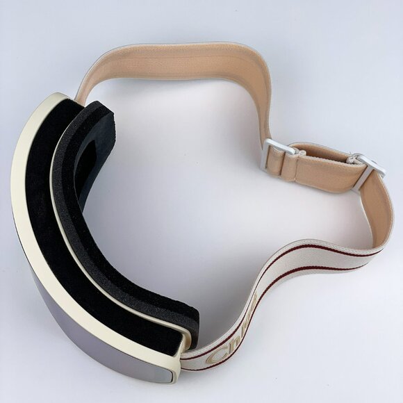 NEW Chloe CH0072S 001 White Beige Violet Mirror Zeiss Ski Mask Women Sunglasses - Picture 7 of 16